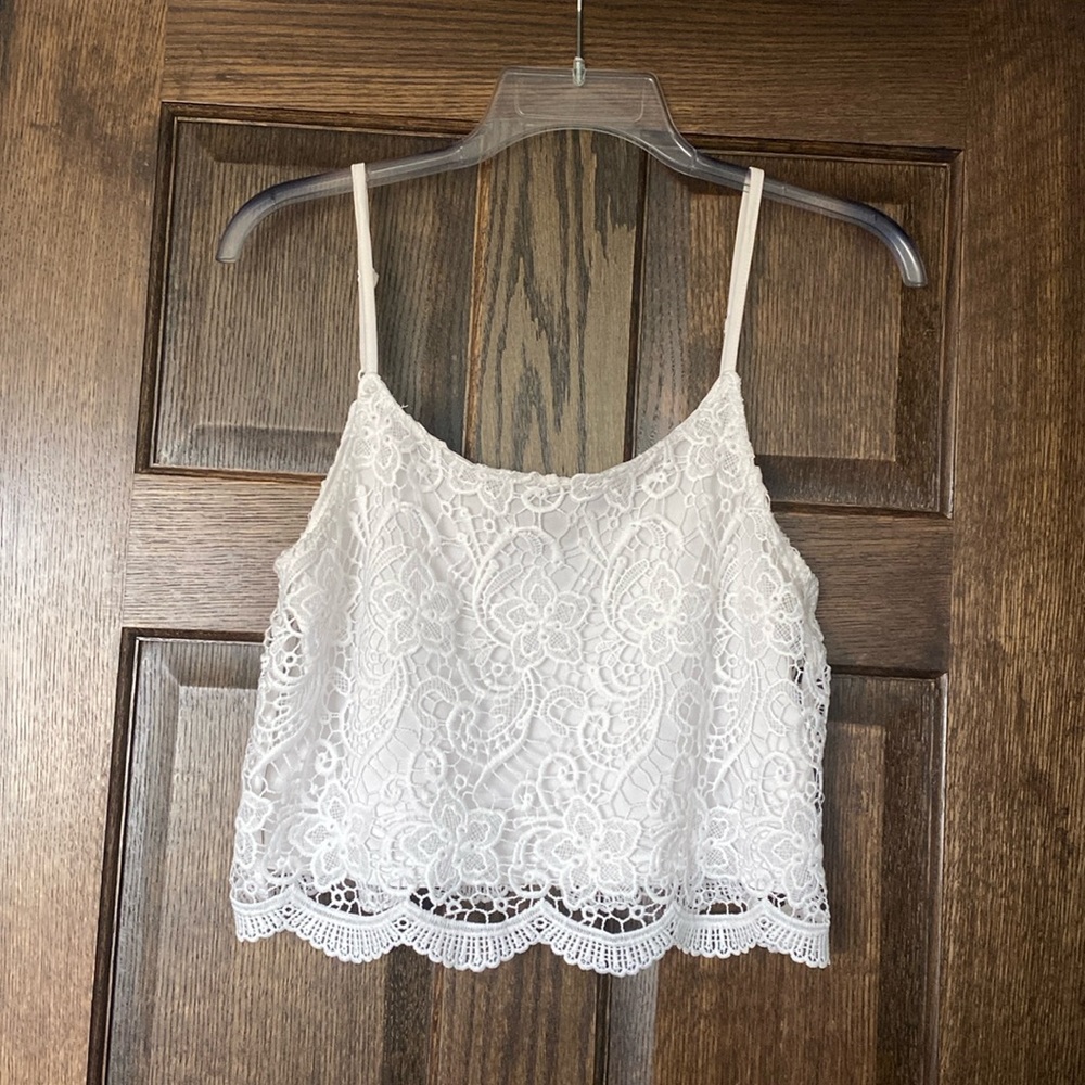 White Lace Crop Top